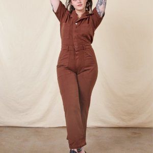 Big Bud Press Short Sleeve Jumpsuit - Fudgesicle Brown Size M